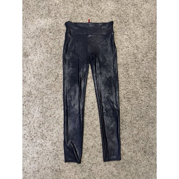 SPANX Faux Leather Leggings High Waisted Tummy Control Black Size XL - Picture 1 of 7